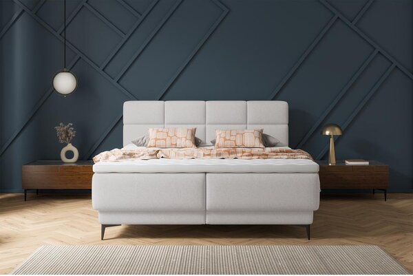 Manželská kontinentální postel 140 cm Riviera 140 (s roštem a matrací) (s úl. prostorem) (šedá + černá)