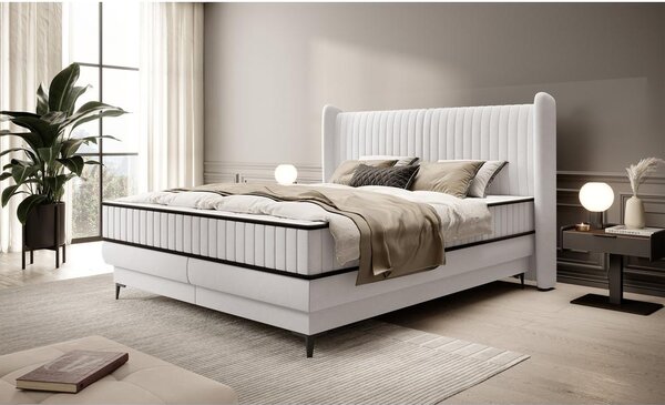 Manželská kontinentální postel 140 cm Dalmo 140 (s roštem) (s úl. prostorem) (šedá + černá)