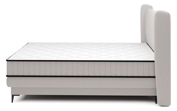 Manželská kontinentální postel 140 cm Dalmo 140 (s roštem) (s úl. prostorem) (šedá + černá)