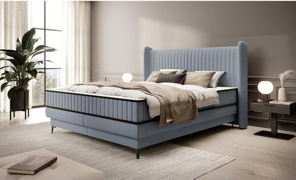 Manželská kontinentální postel 140 cm Dalmo 140 (s roštem) (s úl. prostorem) (grafit + černá)