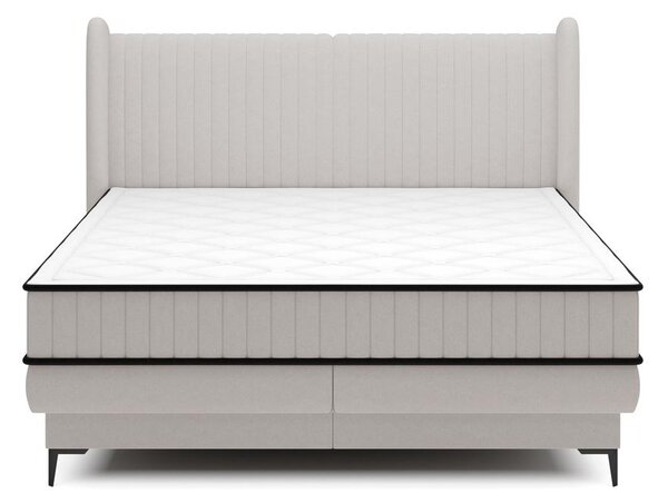 Manželská kontinentální postel 140 cm Dalmo 140 (s roštem) (s úl. prostorem) (šedá + černá)