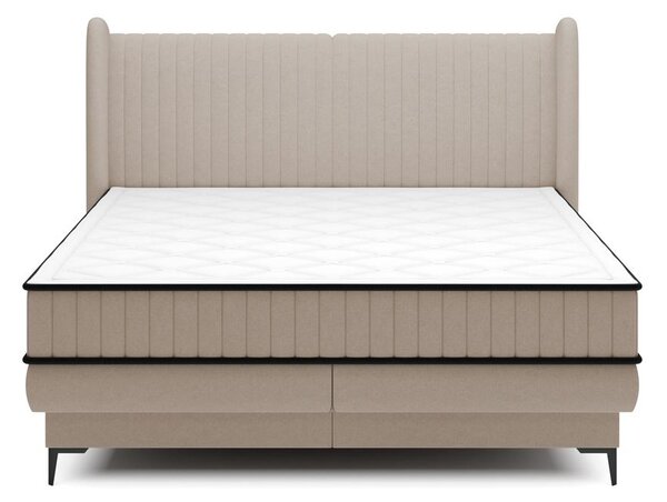 Manželská kontinentální postel 140 cm Dalmo 140 (s roštem) (s úl. prostorem) (béžová střední + černá)