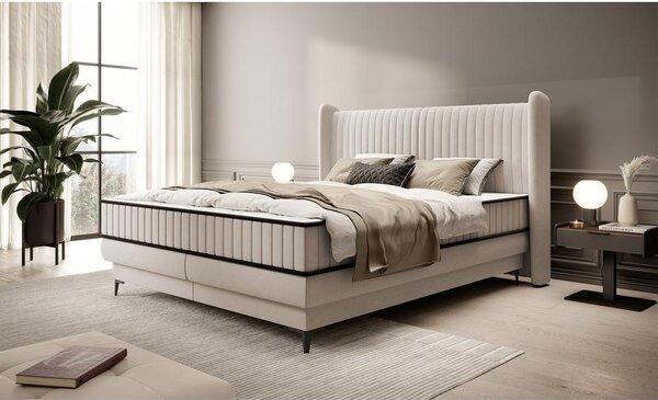 Manželská kontinentální postel 140 cm Dalmo 140 (s roštem) (s úl. prostorem) (béžová střední + černá)