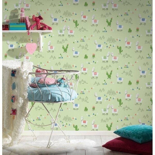 A.S. Création | Vliesová tapeta na zeď Boys & Girls 36985-2 | 0,53 x 10,05 m | zelená, bílá, modrá, červená