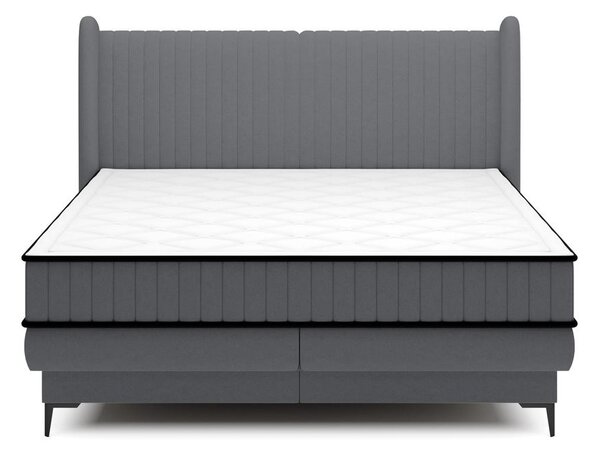 Manželská kontinentální postel 140 cm Dalmo 140 (s roštem) (s úl. prostorem) (šedočerná světlejší + černá)