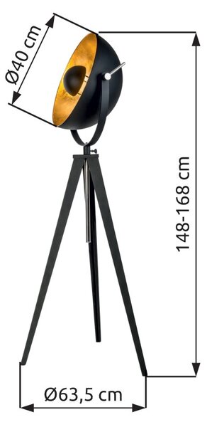 Globo 40150145X stojací lampa BOWY E27 | s vypínačem | černá