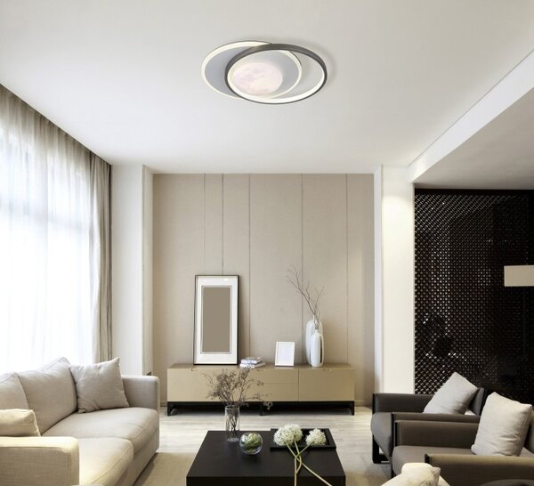 Globo 41785 LED přisazené stropní svítidlo MOON | 30W integrovaný LED zdroj | 2200lm | 4000K | černá