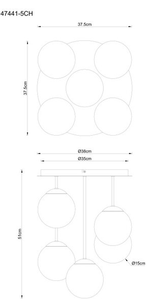 Globo 47441-5CH LED přisazené stropní svítidlo HARMON E14 | béžová
