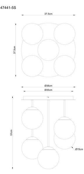 Globo 47441-5S LED přisazené stropní svítidlo HARMON E14 | černá