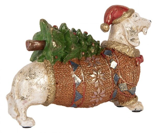 Dekorace figurka jezevčík ve světříku se stromkem - 21*6*14 cm - Clayre & Eef