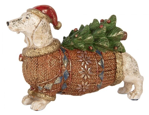 Dekorace figurka jezevčík ve světříku se stromkem - 21*6*14 cm - Clayre & Eef
