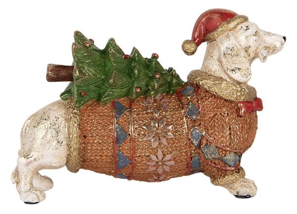 Dekorace figurka jezevčík ve světříku se stromkem - 21*6*14 cm - Clayre & Eef