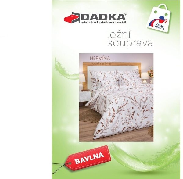 Bavlněné povlečení Hermína nugát na bílém 140x200, 70x90 cm