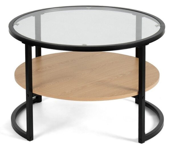 Černý/v přírodní barvě kulatý konferenční stolek v dekoru dubu ø 68 cm Zanu – Bonami Essentials