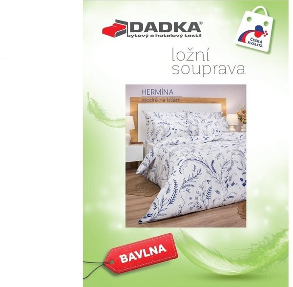 Bavlněné povlečení Hermína modrá na bílém 140x200, 70x90 cm