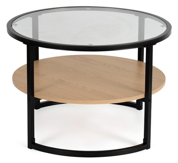 Černý/v přírodní barvě kulatý konferenční stolek v dekoru dubu ø 68 cm Zanu – Bonami Essentials