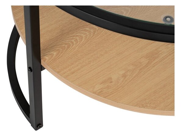Černý/v přírodní barvě kulatý konferenční stolek v dekoru dubu ø 68 cm Zanu – Bonami Essentials
