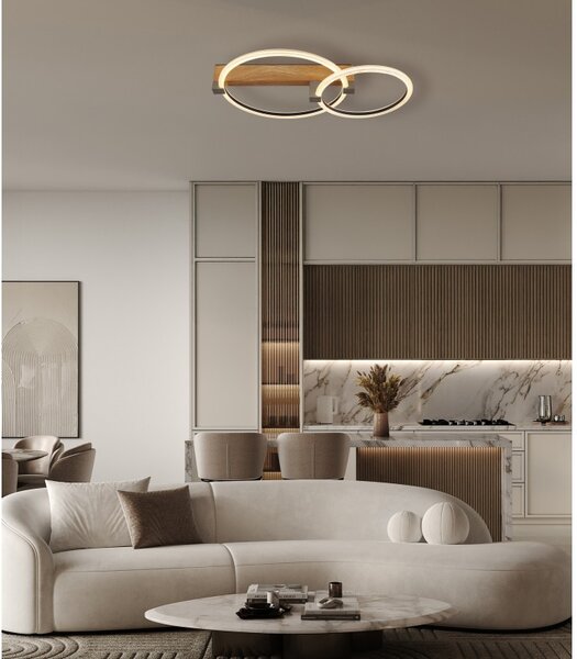 Globo 48050D1 LED přisazené stropní svítidlo FLETCHER | 24W integrovaný LED zdroj | 2100lm | 3000K | hnědá