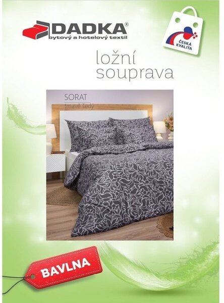 Bavlněné povlečení Sorat tmavě šedý 140x200, 70x90 cm