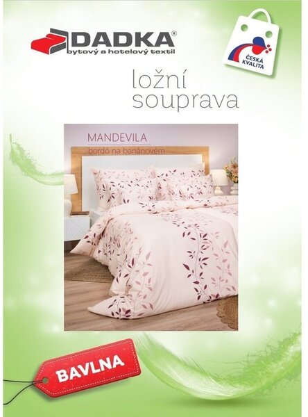 Bavlněné povlečení Mandevila bordó na banánovém 140x200, 70x90 cm