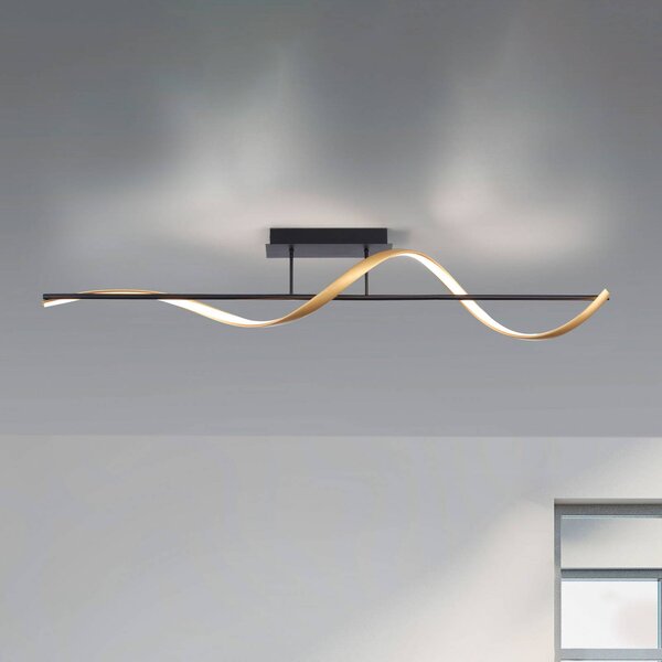 Q-Smart-Home Paul Neuhaus Q-Swing stropní světlo antracit/mosaz, stmívatelný, Černá, Obývací pokoj / jídelna, Hliník, Moderní