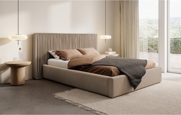 Manželská postel 140 cm Thala 140 (s roštem) (s úl. prostorem) (taupe + černá)