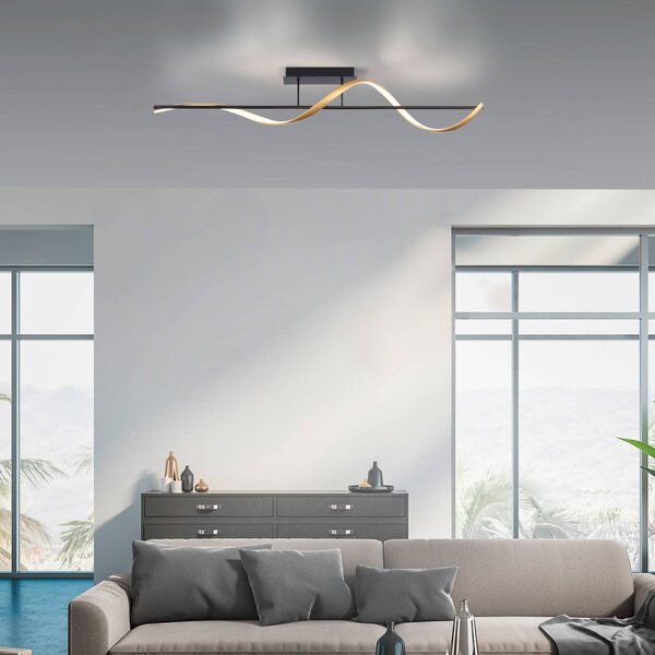 Q-Smart-Home Paul Neuhaus Q-Swing stropní světlo antracit/mosaz, stmívatelný, Černá, Obývací pokoj / jídelna, Hliník, Moderní