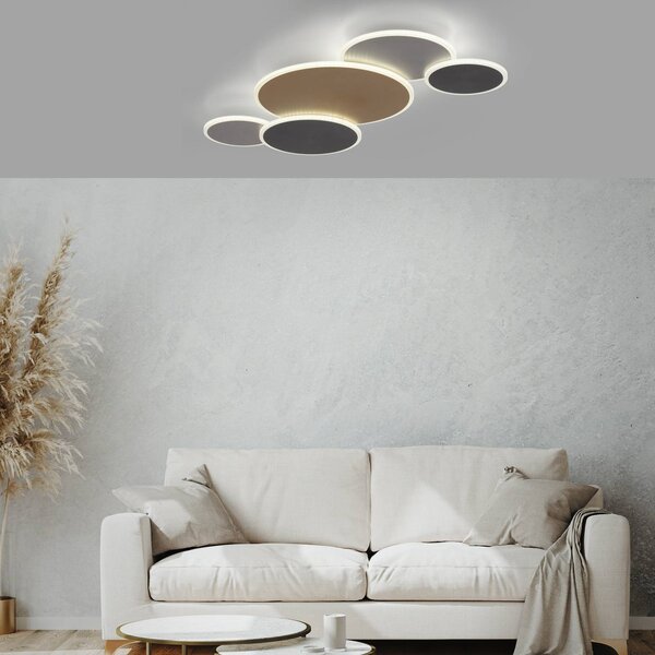Q-Smart-Home Paul Neuhaus Q-Piato LED stropní světlo pět zdrojů, stmívatelný, Vícebarevná, Obývací pokoj / jídelna, kov, Moderní, Stropní svítidlo