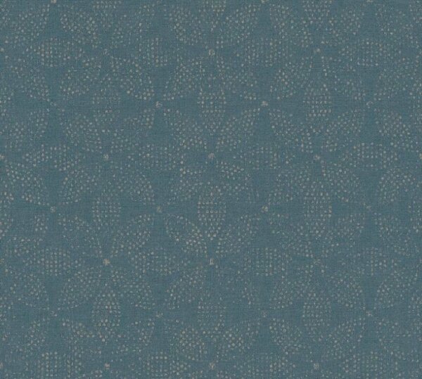 A.S. Création | Vliesová tapeta na zeď Ethnic Origin 37176-2 | 0,53 x 10,05 m | modrá, zelená, metalická
