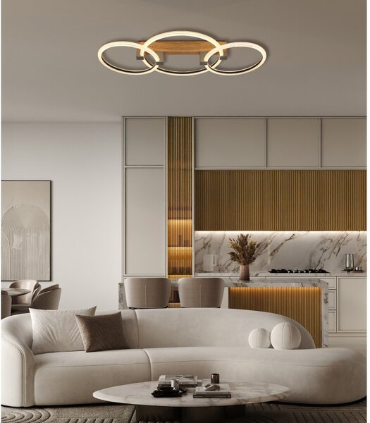 Globo 48050D2 LED přisazené stropní svítidlo FLETCHER | 40W integrovaný LED zdroj | 3340lm | 3000K | hnědá