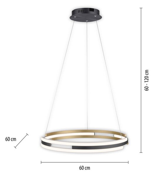 Q-Smart-Home Paul Neuhaus Q-Beluga LED závěsné světlo, mosaz, stmívatelný, Mosaz / zlato, Obývací pokoj / jídelna, kov, Moderní
