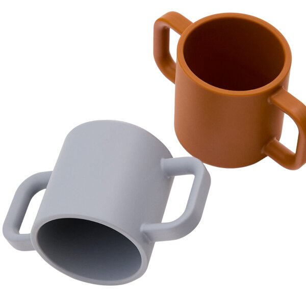 Kave Home Oranžovo-šedý set dvou silikonových hrnků Lili 180 ml