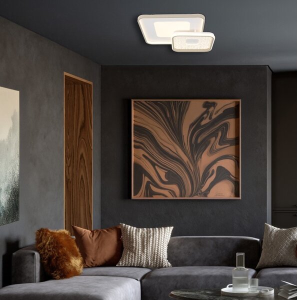 Globo 48097-48 LED přisazené stropní svítidlo MOSAIKO | 48W integrovaný LED zdroj | 2394lm | 2700-6000K | dálkové ovládání | stmívač | béžová
