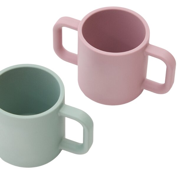 Kave Home Růžovo-zelený set dvou silikonových hrnků Lili 180 ml