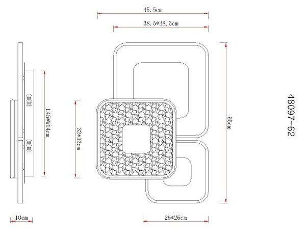 Globo 48097-62 LED přisazené stropní svítidlo MOSAIKO | 55W integrovaný LED zdroj | 2900lm | 2700-6000K | dálkové ovládání | stmívač | béžová