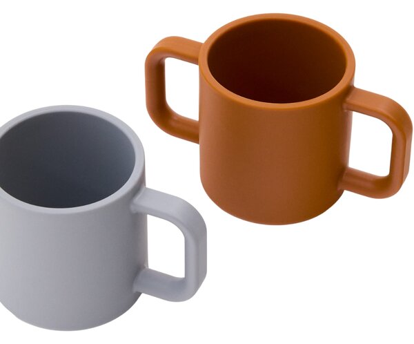 Kave Home Oranžovo-šedý set dvou silikonových hrnků Lili 180 ml