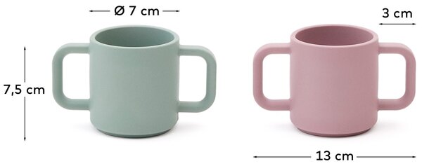Kave Home Růžovo-zelený set dvou silikonových hrnků Lili 180 ml