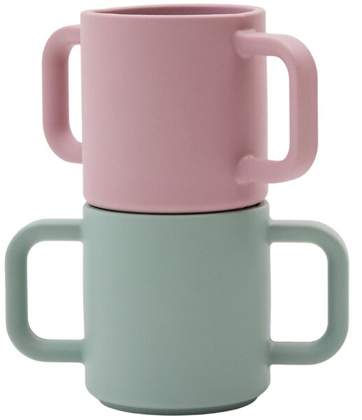 Kave Home Růžovo-zelený set dvou silikonových hrnků Lili 180 ml