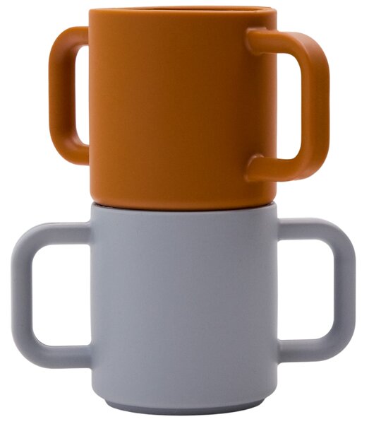 Kave Home Oranžovo-šedý set dvou silikonových hrnků Lili 180 ml