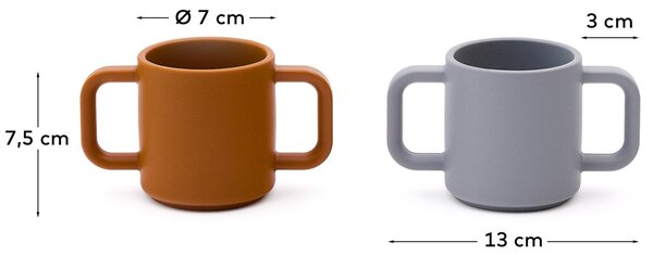 Kave Home Oranžovo-šedý set dvou silikonových hrnků Lili 180 ml
