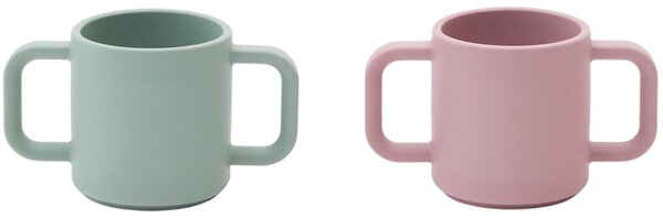 Kave Home Růžovo-zelený set dvou silikonových hrnků Lili 180 ml