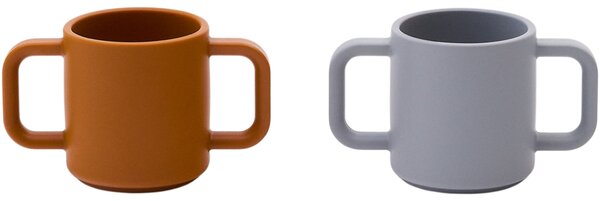 Kave Home Oranžovo-šedý set dvou silikonových hrnků Lili 180 ml