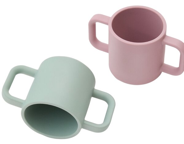 Kave Home Růžovo-zelený set dvou silikonových hrnků Lili 180 ml