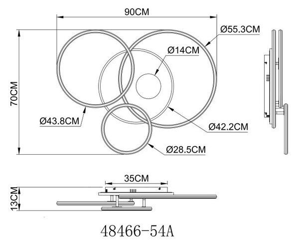 Globo 48466-54A LED přisazené stropní svítidlo INVERTINA | 54W integrovaný LED zdroj | 2256lm | 2700-6500K | dálkové ovládání | stmívač | stříbrná