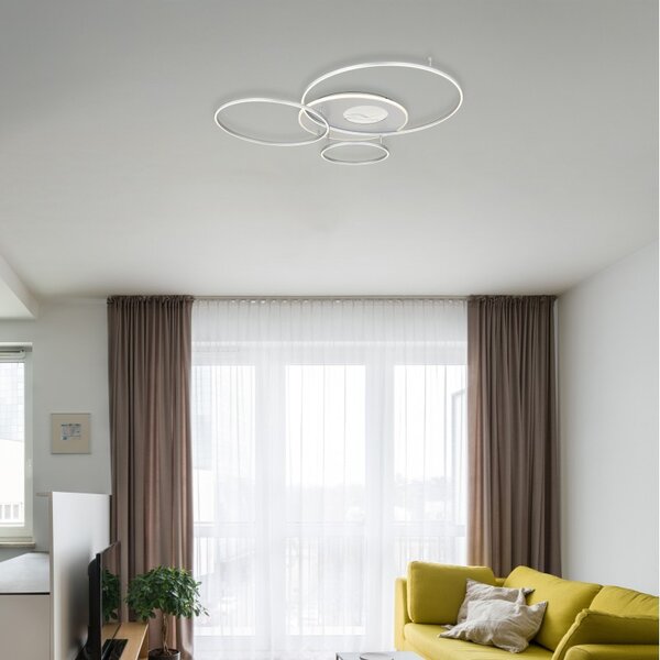 Globo 48466-54A LED přisazené stropní svítidlo INVERTINA | 54W integrovaný LED zdroj | 2256lm | 2700-6500K | dálkové ovládání | stmívač | stříbrná