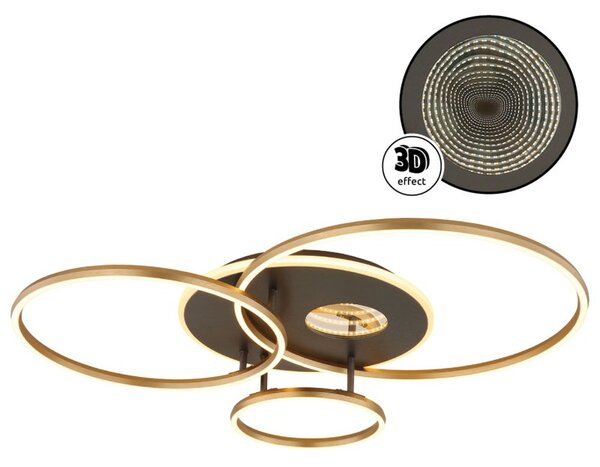 Globo 48466-54 LED přisazené stropní svítidlo INVERTINA | 54W integrovaný LED zdroj | 2256lm | 2700-6500K | dálkové ovládání | stmívač | zlatá