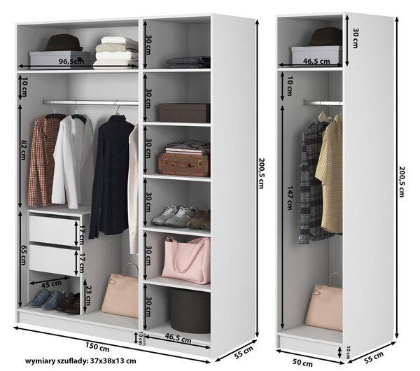 Šatní skříň Kasandra XIV (bílá). Akce -10%