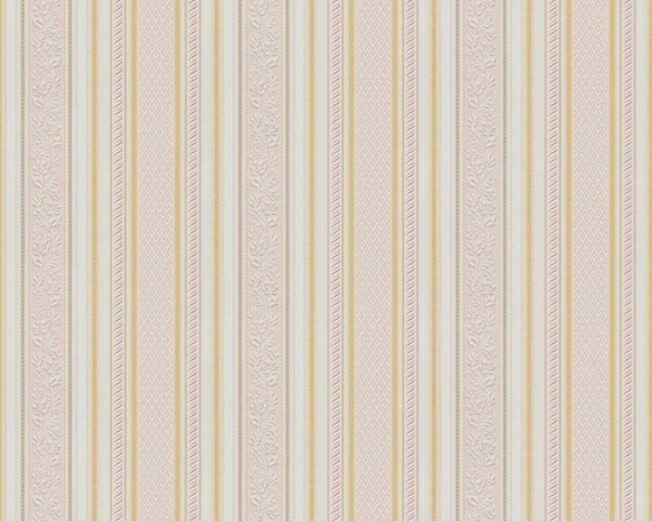 A.S. Création | Papírová tapeta na zeď Concerto 7656-59 | 0,53 x 10,05 m | zlatá, bílá, červená