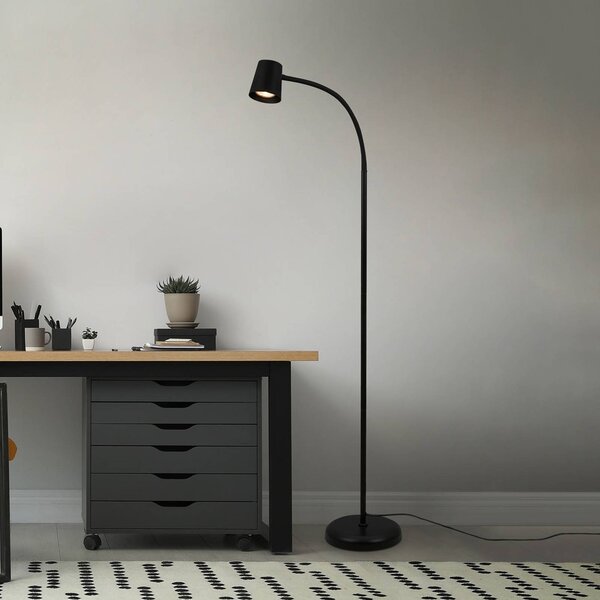 Briloner Stojací lampa Skriva, nastavitelná, GU10, černá, Černá, Obývací pokoj / jídelna, kov, Moderní
