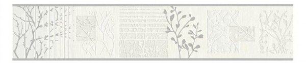 A.S. Création | Papírová bordura na zeďOnly Borders 3442-12 | 13 cm x 5 m | krémová, šedá, bílá